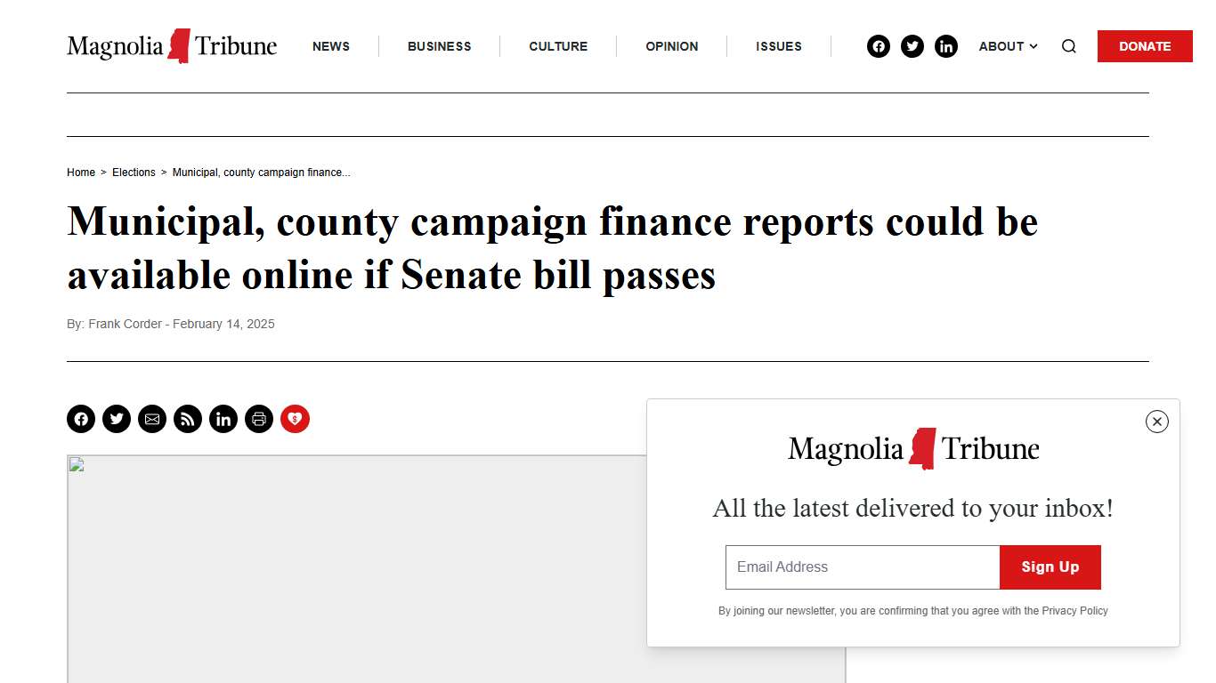 Municipal, county campaign finance reports could be available online if Senate bill passes - Magnolia Tribune