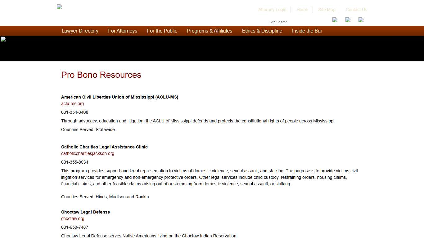 The Mississippi Bar :: Pro Bono Resources